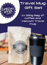 Load image into Gallery viewer, Vacuum travel mug (Black) and 250g Coffee Gift Set