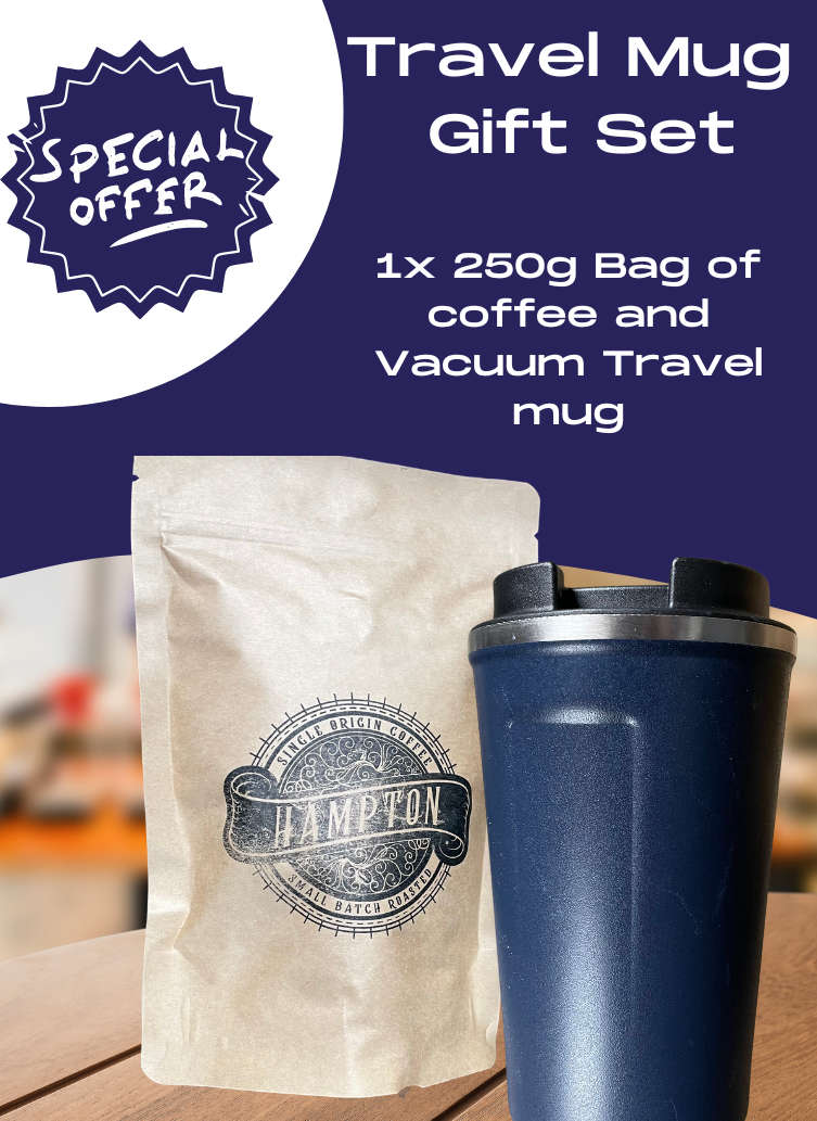 Vacuum travel mug (Blue) and 250g Coffee Gift Set