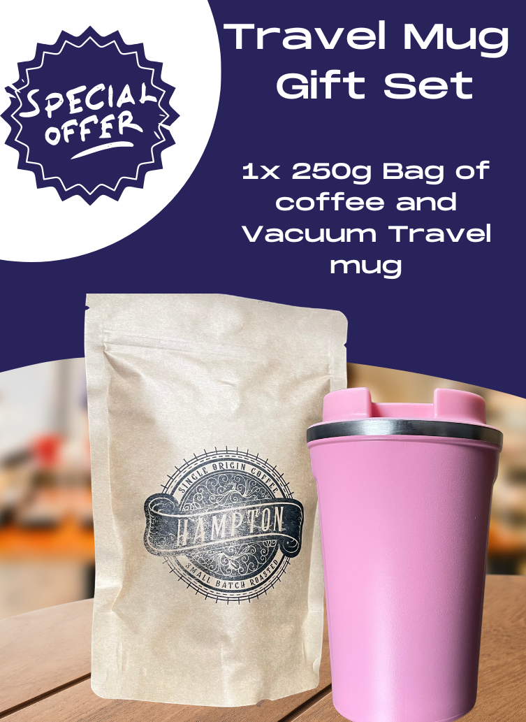 Vacuum travel mug (Pink) and 250g Coffee Gift Set
